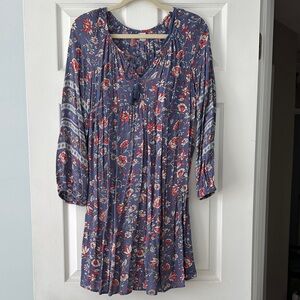 Old Navy Floral Long Sleeve Dress - Blue and Red